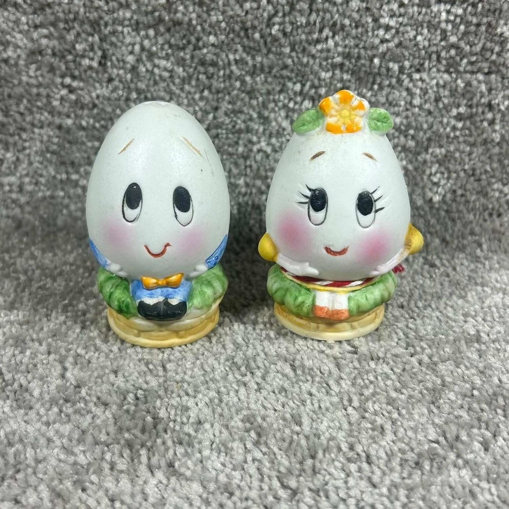 Vintage Lefton Humpty Dumpty Egg‎ Salt and Pepper Shakers Mr & Mrs Sentimental
